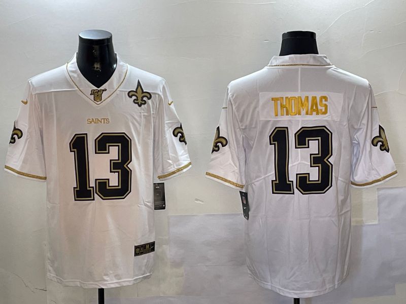 Men New Orleans Saints #13 Thomas White Gold Throwback 2024 Nike Limited NFL Jersey style 4->new orleans saints->NFL Jersey